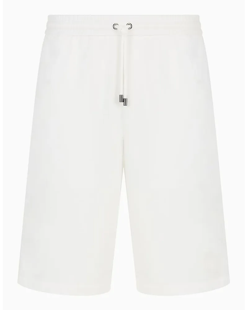 Giorgio Armani Asv Bermudashorts Aus Baumwollsweatjersey-gemisch Weiss