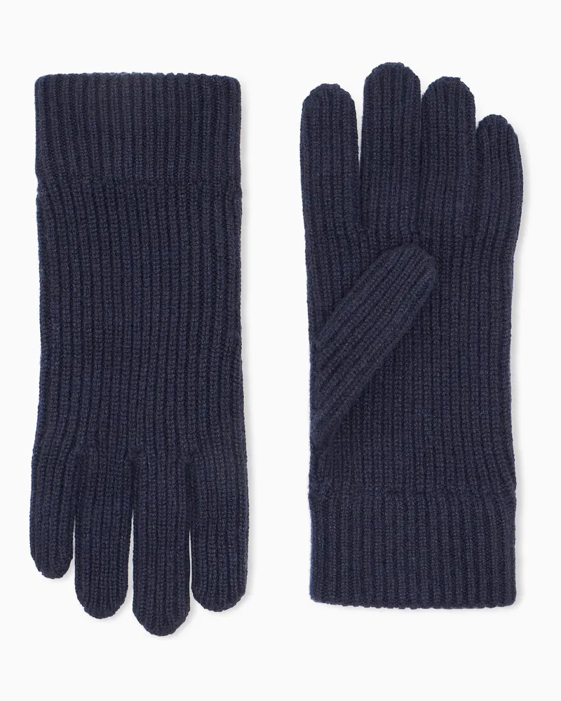 Giorgio Armani Strickhandschuhe aus reinem Kaschmir Blau