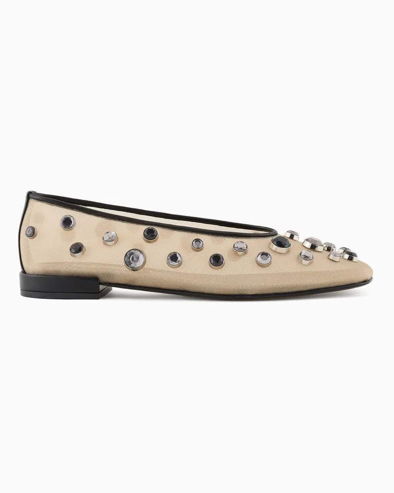 Giorgio Armani x 10 Corso Como Ballerinas aus Netzstoff und Strass Beige