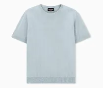 T-Shirt aus einer Mischung aus Baumwolle und Seide mit Fischgrat-Muster