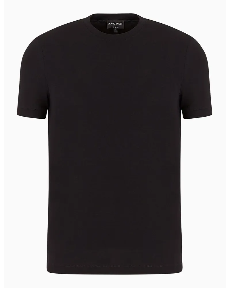 Giorgio Armani T-shirt mit Rundhalsausschnitt Icon Aus Viskosejersey mit Stretchanteil Schwarz