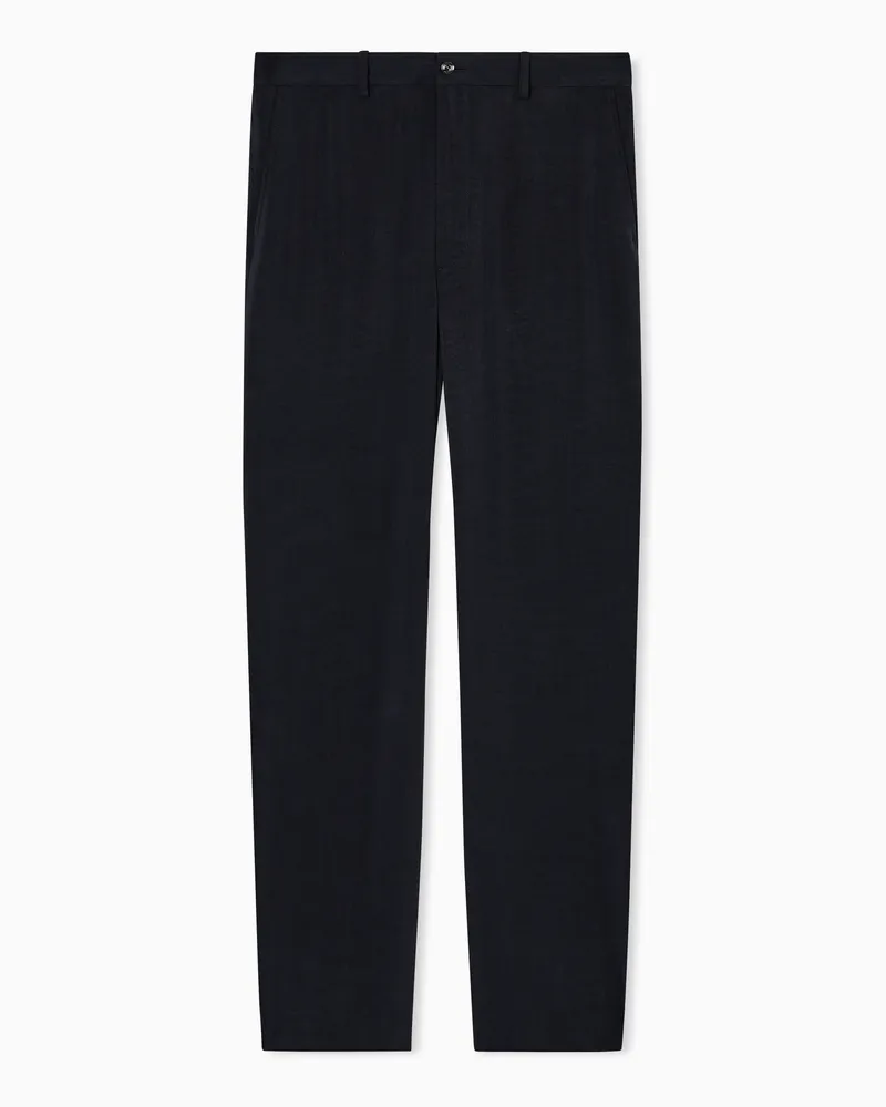 Giorgio Armani ASV Cupro-Canneté-Hose mit flacher Vorderseite Schwarz