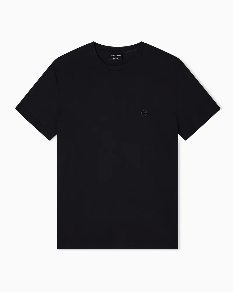 Giorgio Armani ASV Loungewear-T-Shirt aus Baumwolle mit Rundhalsausschnitt Schwarz