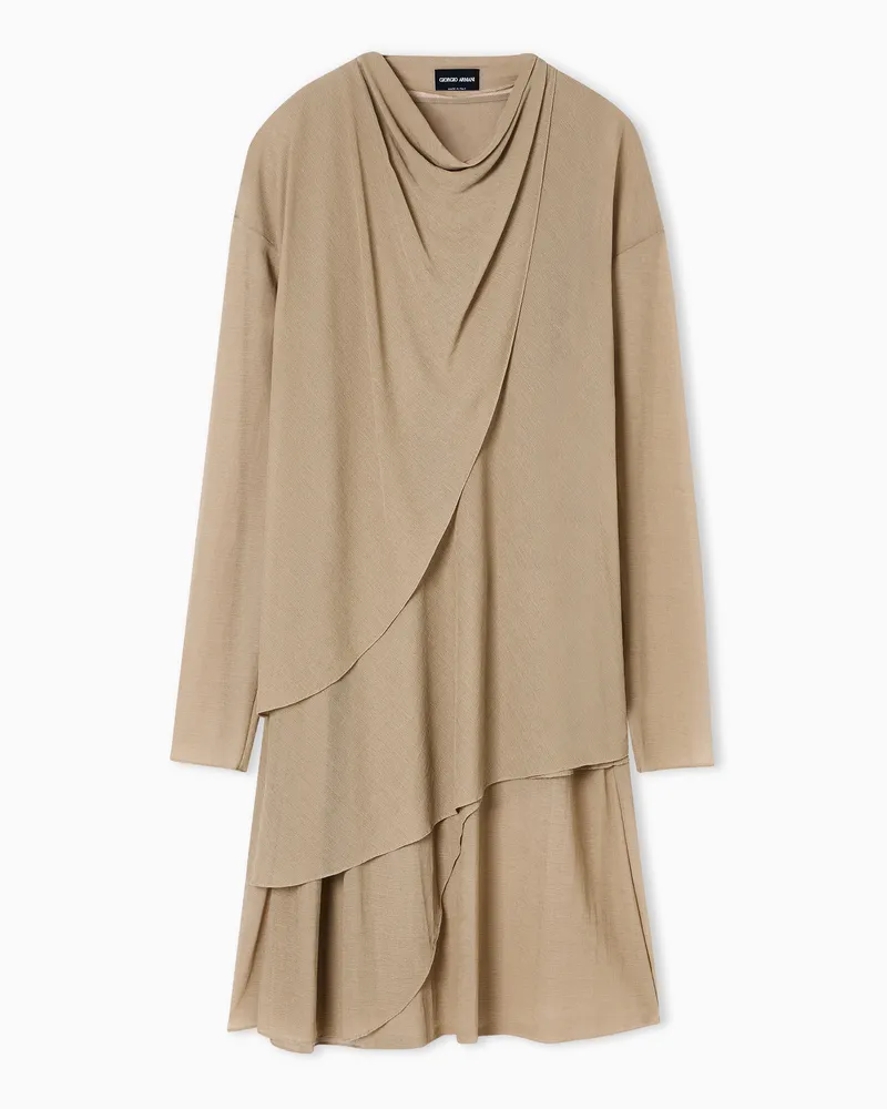 Giorgio Armani Midikleid aus Jersey mit drapiertem Effekt Beige