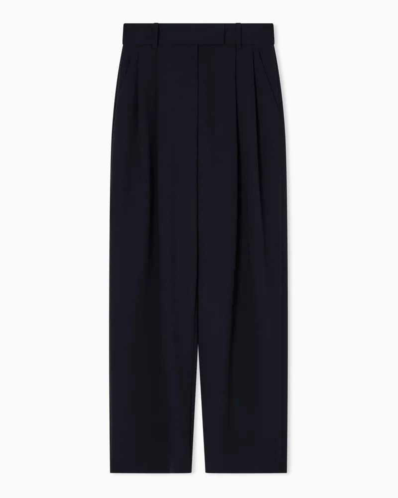 Giorgio Armani Hose mit zwei Bundfalten aus elastischer Schurwolle Schwarz