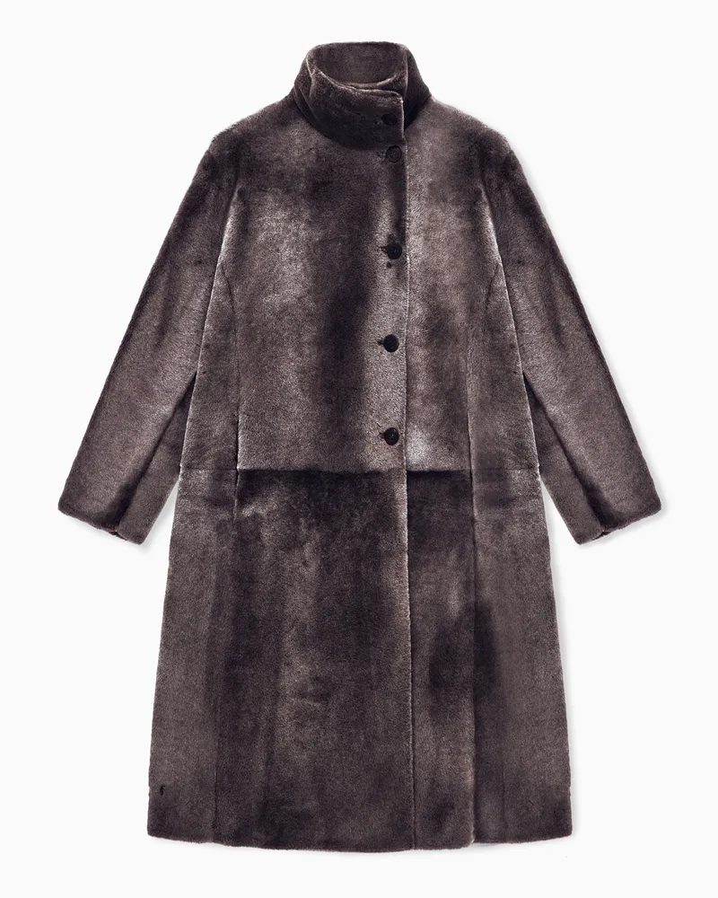 Giorgio Armani Langer Wendemantel mit Nappaleder und Hornknöpfen Braun