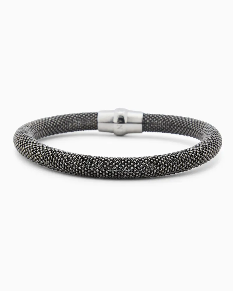 Giorgio Armani Silbernes röhrenförmiges Armband Schwarz