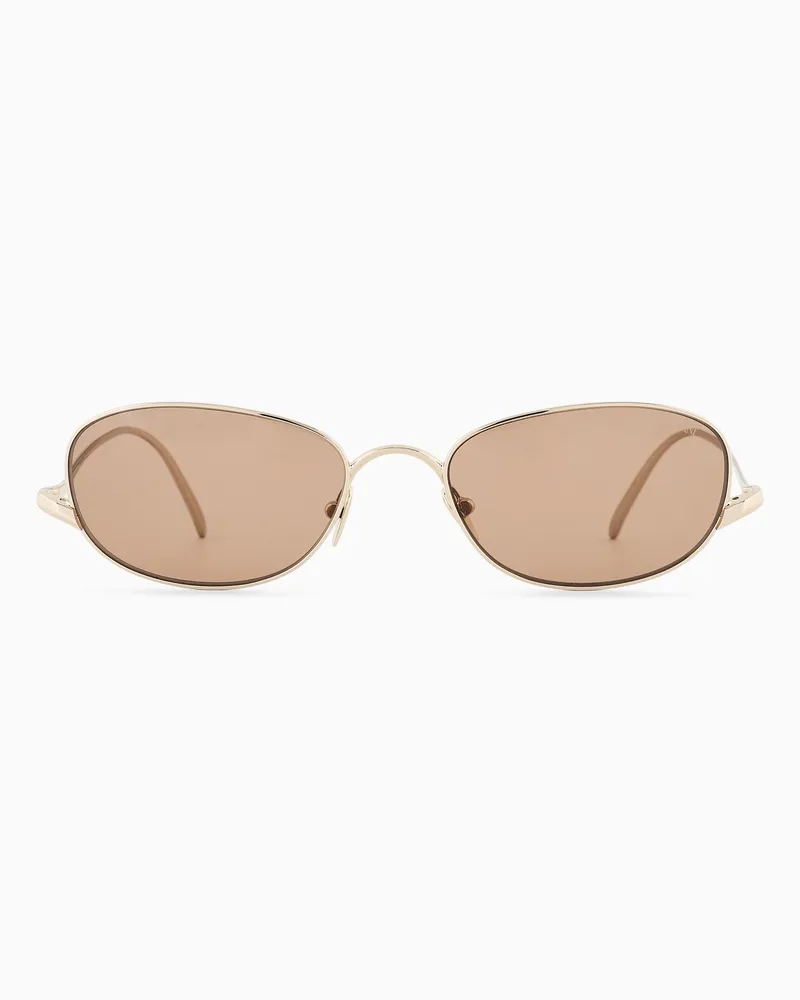 Giorgio Armani Damen-Sonnenbrille in Pillower Form Goldfarben