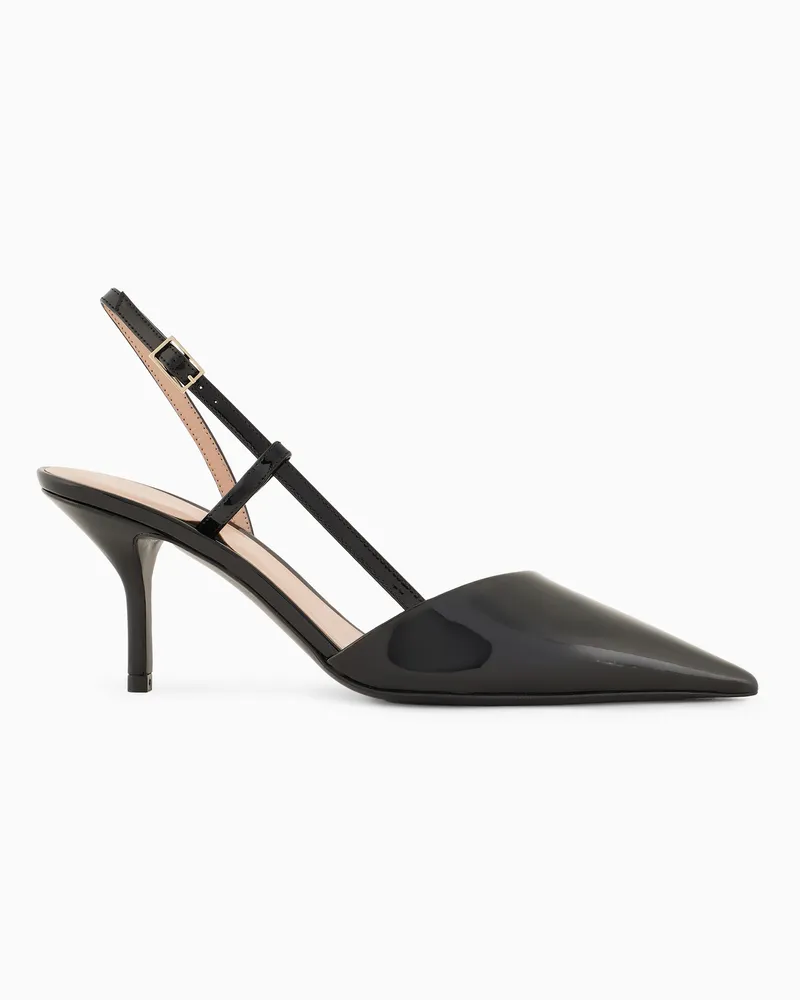Giorgio Armani Slingback aus Lackleder Schwarz