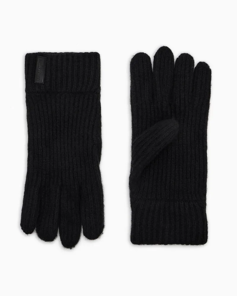 Giorgio Armani Strickhandschuhe aus reinem Kaschmir Schwarz