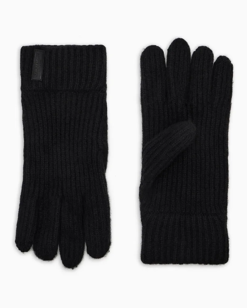 Giorgio Armani Strickhandschuhe aus Kaschmir im Rippstrick Schwarz