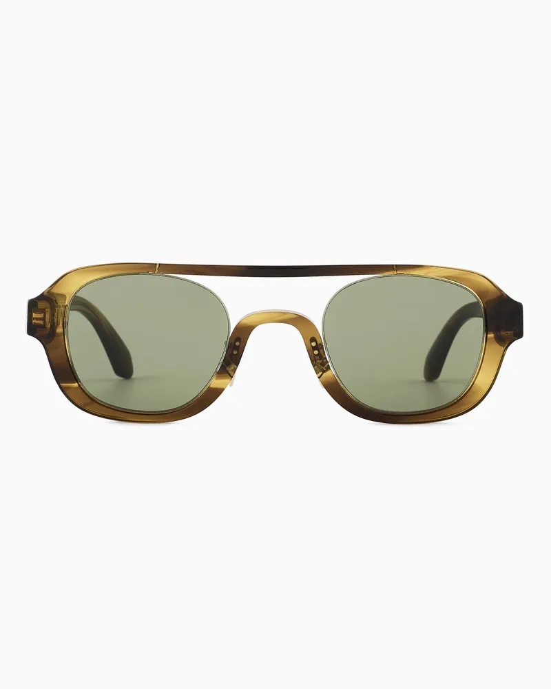 Giorgio Armani Herren-Sonnenbrille mit unregelmäßiger Fassung Braun