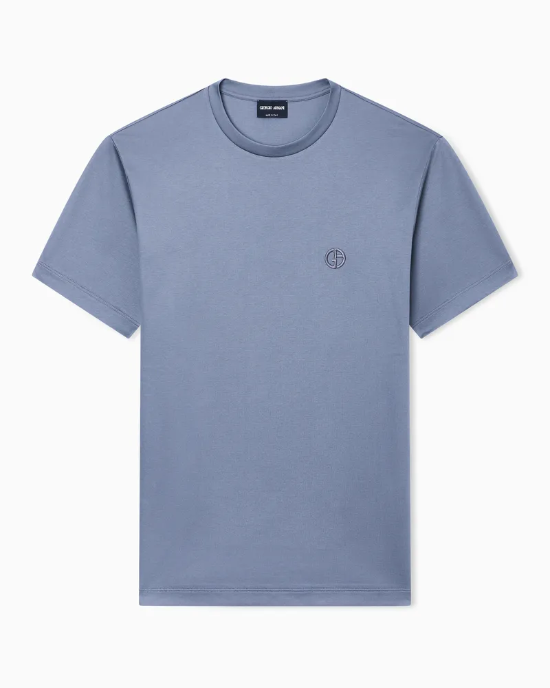 Giorgio Armani T-Shirt aus Interlock-Baumwolle mit Logostickerei Grau