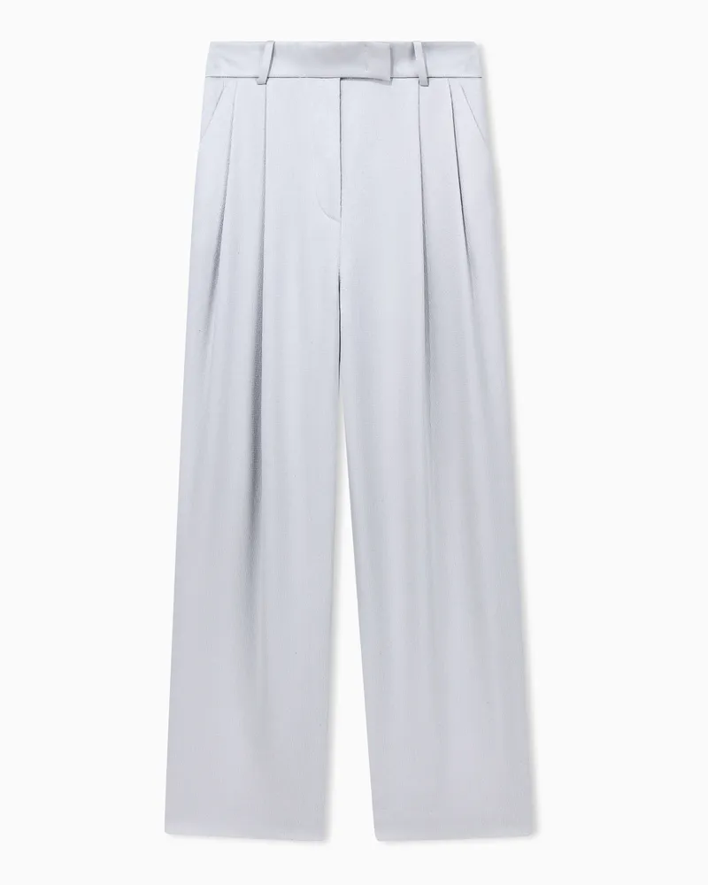Giorgio Armani Bundfaltenhose aus gehämmertem Satin mit weitem Bein Weiß