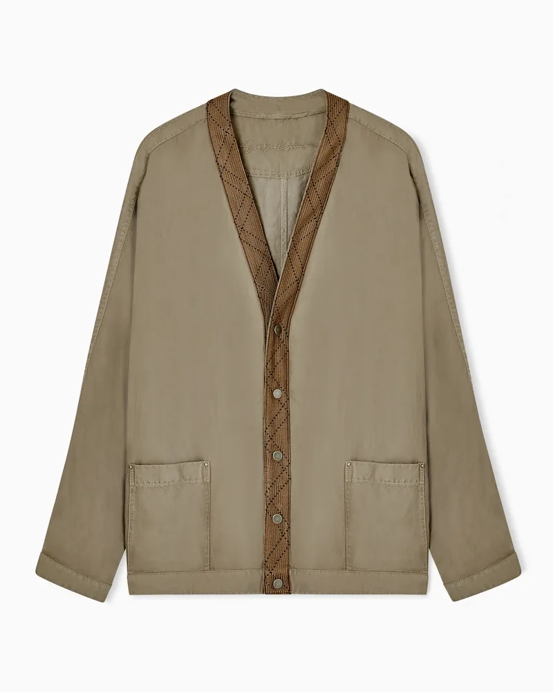 Giorgio Armani Hemdjacke aus Cupro und Leinen Braun