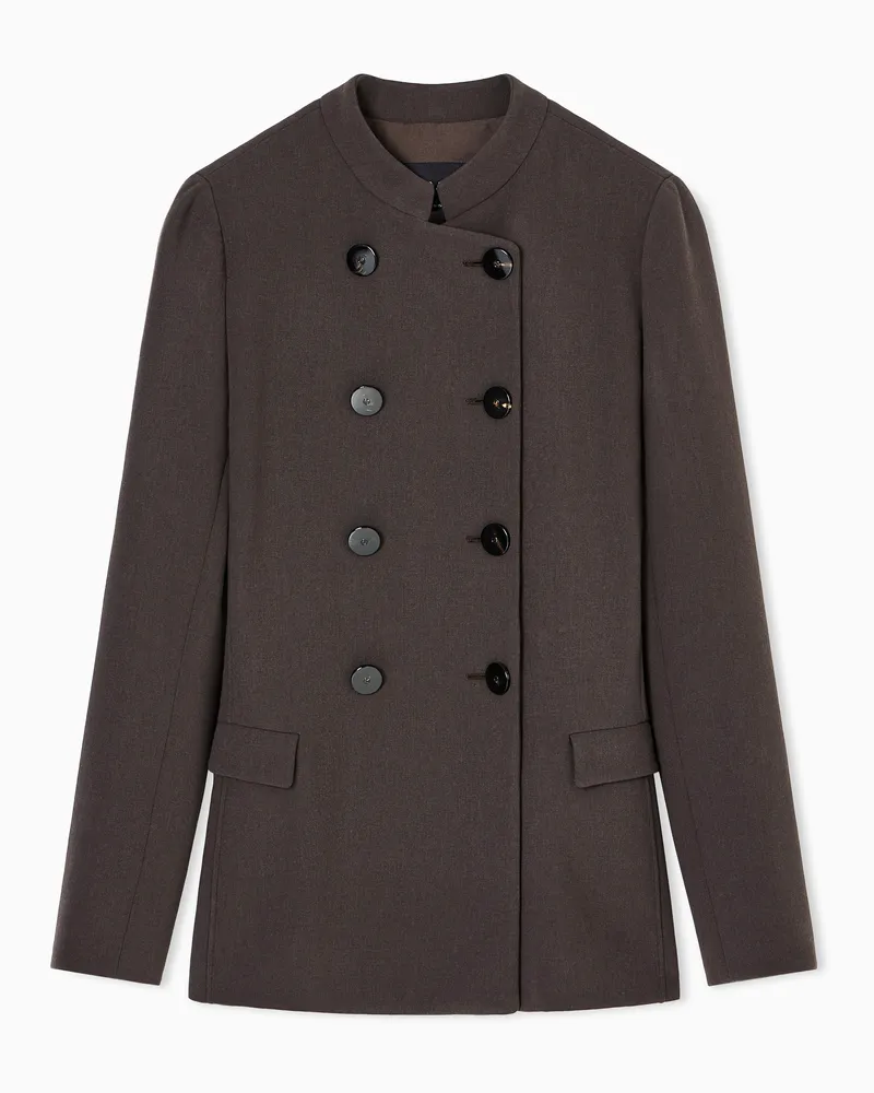 Giorgio Armani Doppelreihige Jacke aus Schurwolle mit Stretchanteil Braun