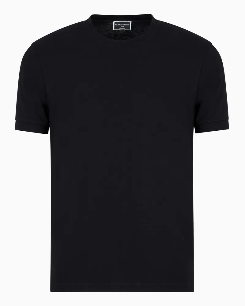 Giorgio Armani T-Shirt mit Rundhalsausschnitt Icon aus Viskosejersey mit Stretchanteil Schwarz