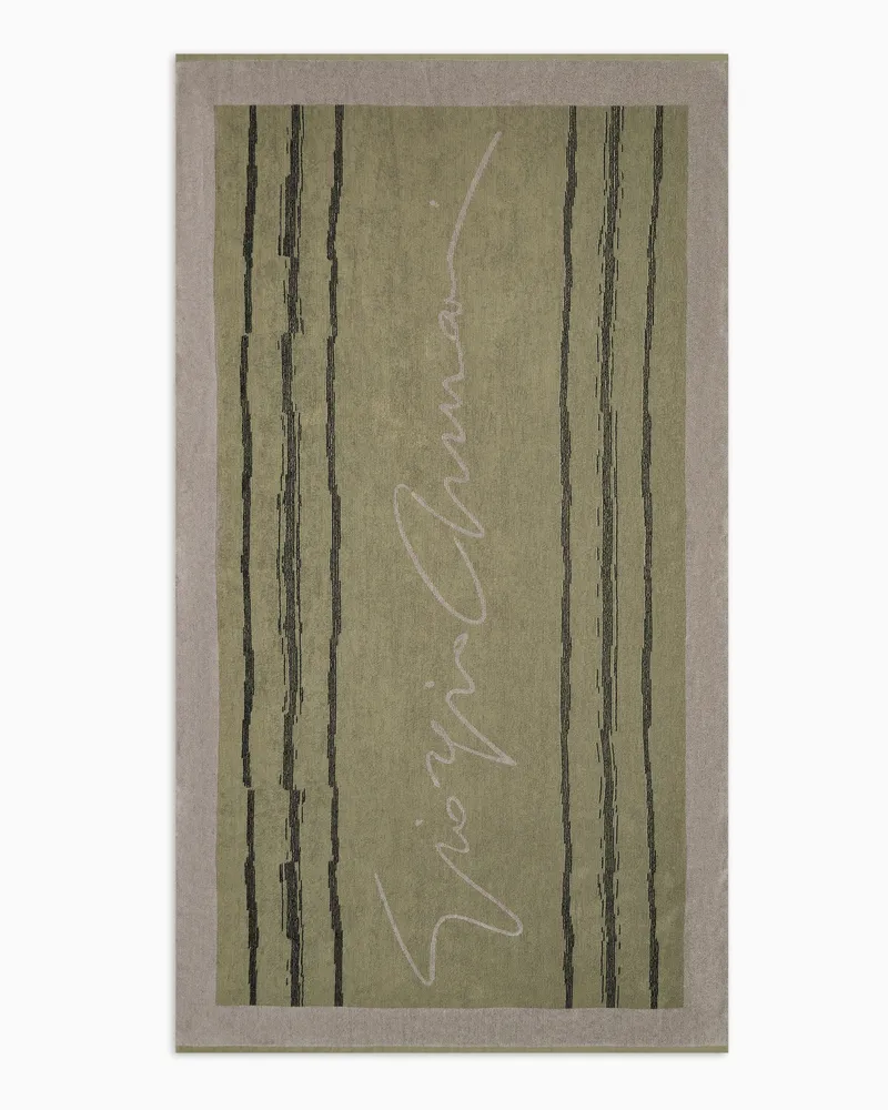 Giorgio Armani Strandtuch aus Baumwoll-Jacquard-Stoff Grün