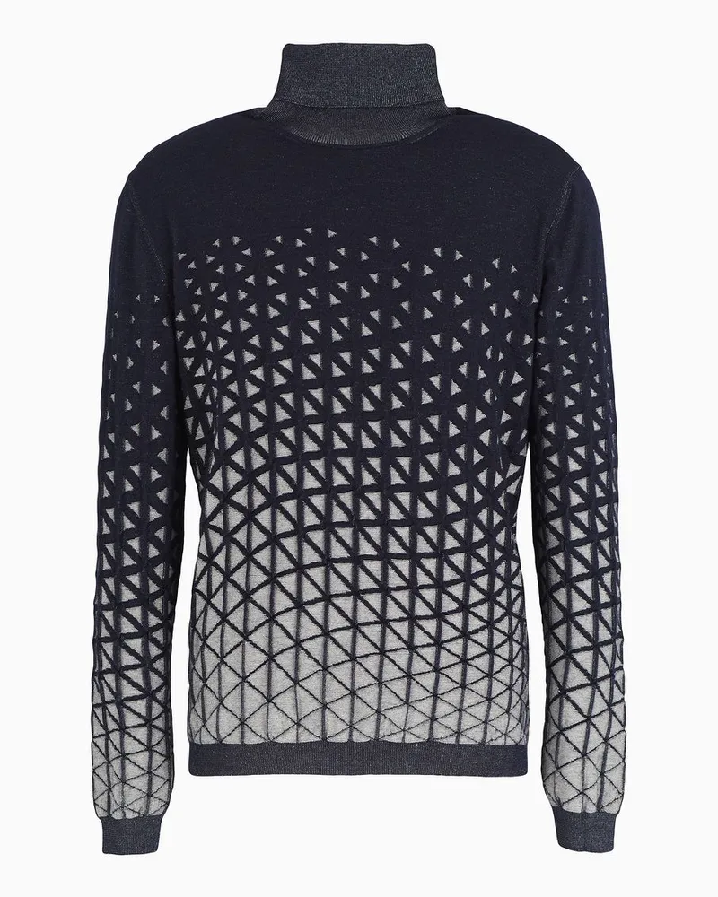 Giorgio Armani Pullover mit Rollkragen, Gefertigt Aus Woll- und Viskose-vanisé In Jacquard-stoff-verarbeitung Gemustert