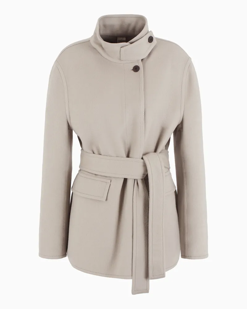 Giorgio Armani Einreihiger Caban aus doppellagigem Kaschmir Beige
