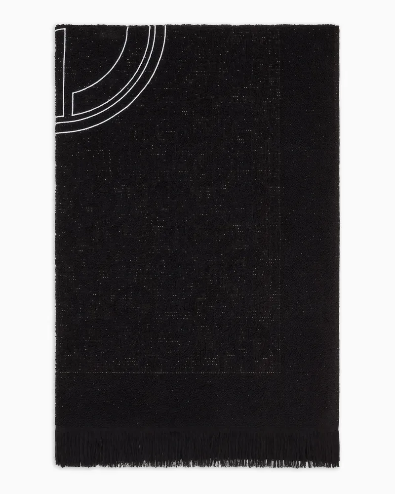 Giorgio Armani Strandtuch aus Baumwollfrottee in Jacquard-Verarbeitung Schwarz