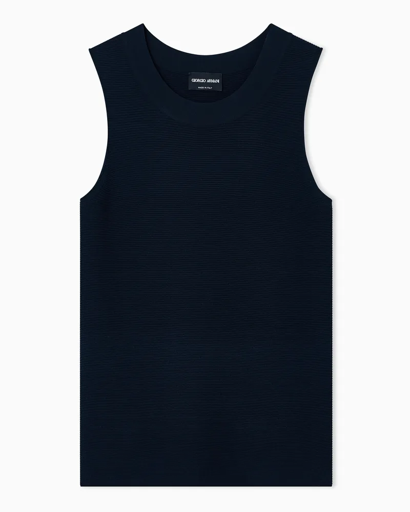 Giorgio Armani Top aus Ottoman-Stoff Marineblau