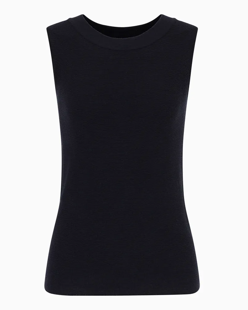 Giorgio Armani Top aus Ottoman-Stoff Marineblau