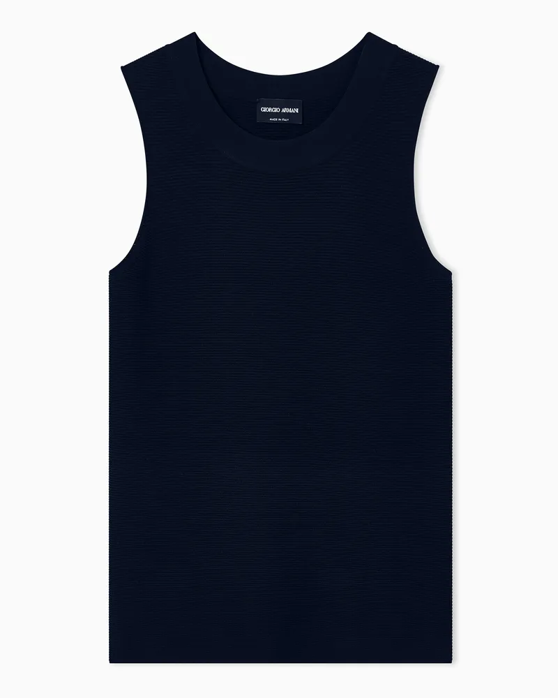 Giorgio Armani Top aus Ottoman-Stoff Marineblau