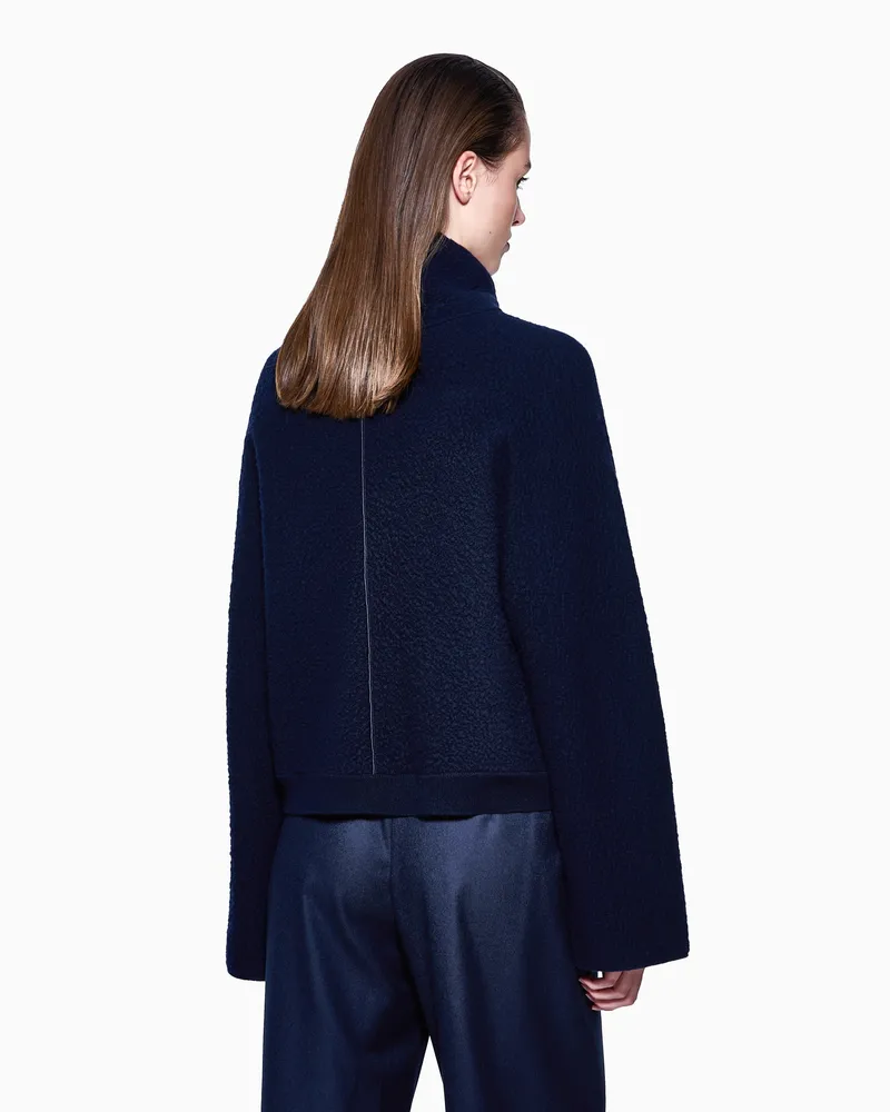 Giorgio Armani Rollkragenpullover aus Viskose, Kaschmir und Seide Blau