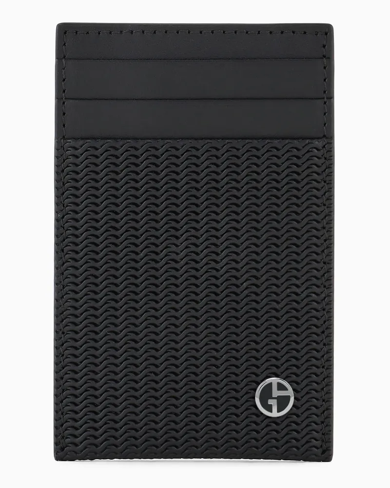 Giorgio Armani Kartenetui aus bedrucktem Leder Schwarz