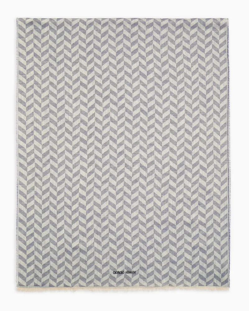 Giorgio Armani Stola aus Kaschmir in Jacquard-Stoff-Verarbeitung Blau