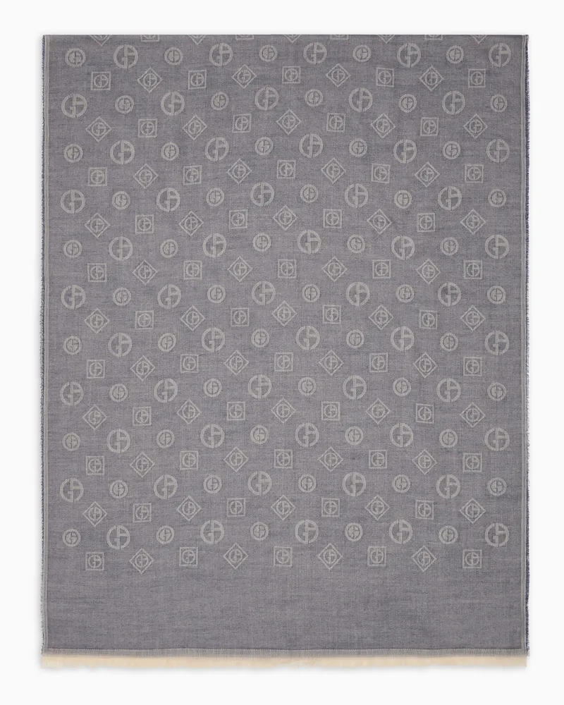 Giorgio Armani Stola aus Kaschmir in Jacquard-Stoff-Verarbeitung Blau