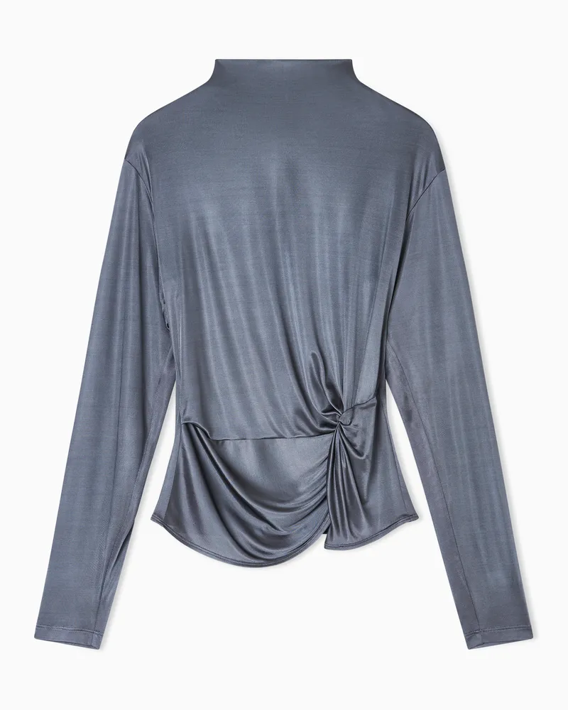 Giorgio Armani ASV Pullover mit langen Ärmeln aus Viskosejersey Grau