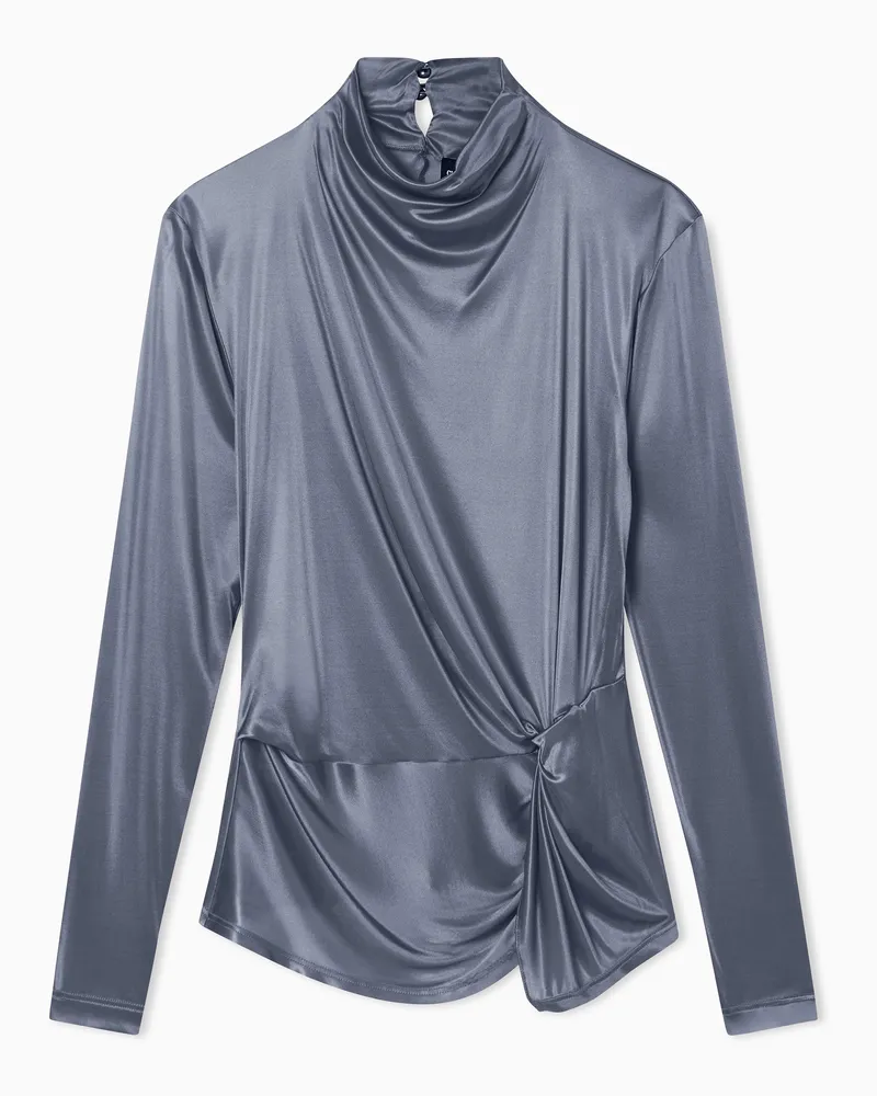 Giorgio Armani ASV Pullover mit langen Ärmeln aus Viskosejersey Grau