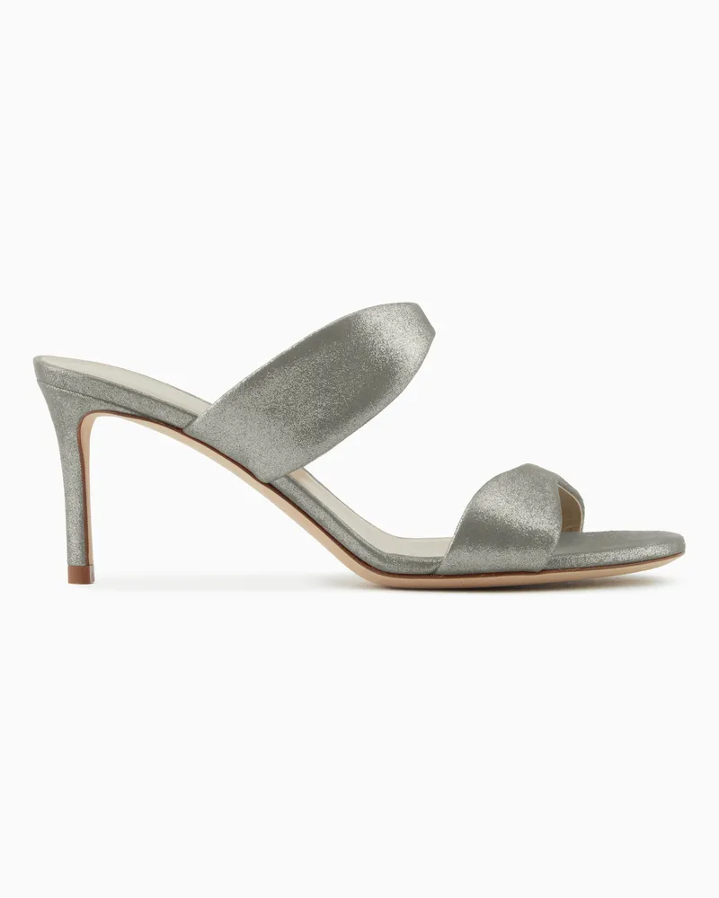 Giorgio Armani Sandalen mit Absatz, gefertigt aus fließendem Veloursleder Grau