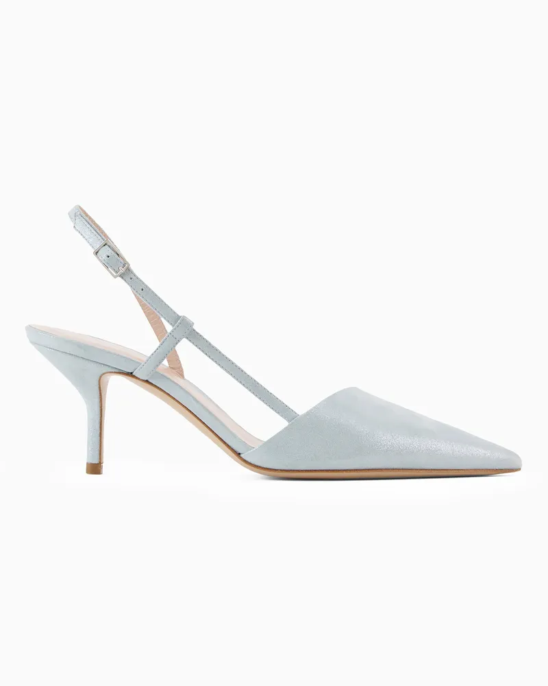 Giorgio Armani Slingbacks aus laminiertem Veloursleder Blau