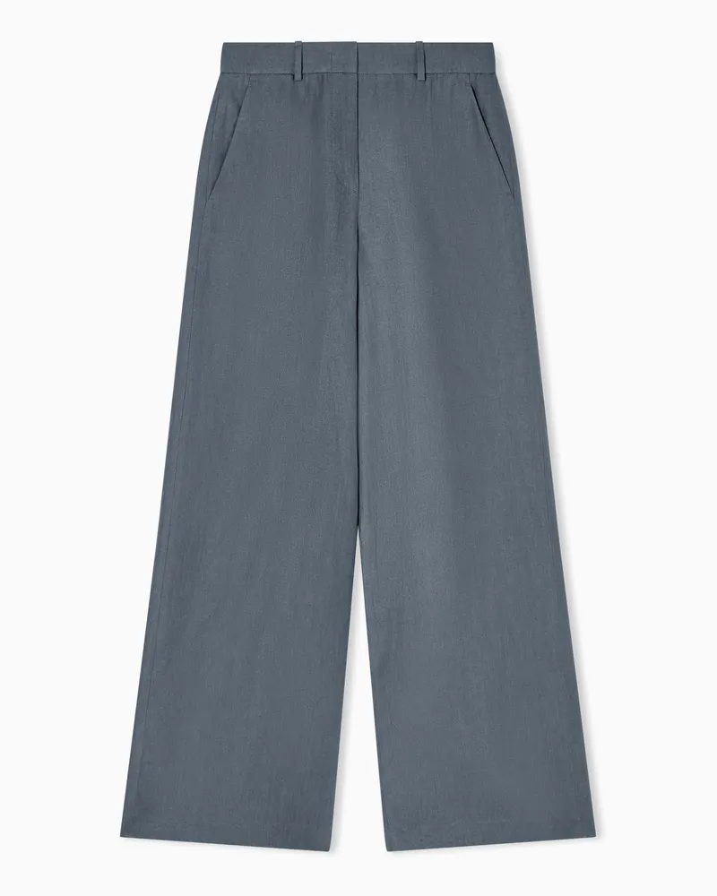 Giorgio Armani Weite Hose aus Leinen Grau