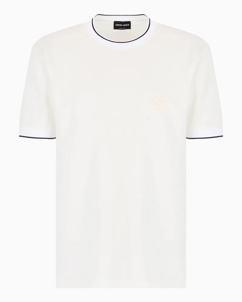 Giorgio Armani T-Shirt mit Rundhalsausschnitt aus Seidenjersey und Baumwolle Weiß