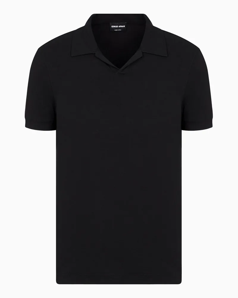 Giorgio Armani ASV Poloshirt mit kurzen Ärmeln aus elastischem Viskose-Jersey Schwarz