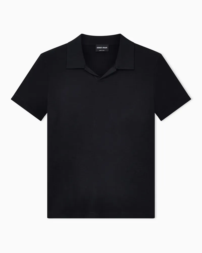 Giorgio Armani Viskose-Jersey Poloshirt ohne Knöpfe Cruise Schwarz