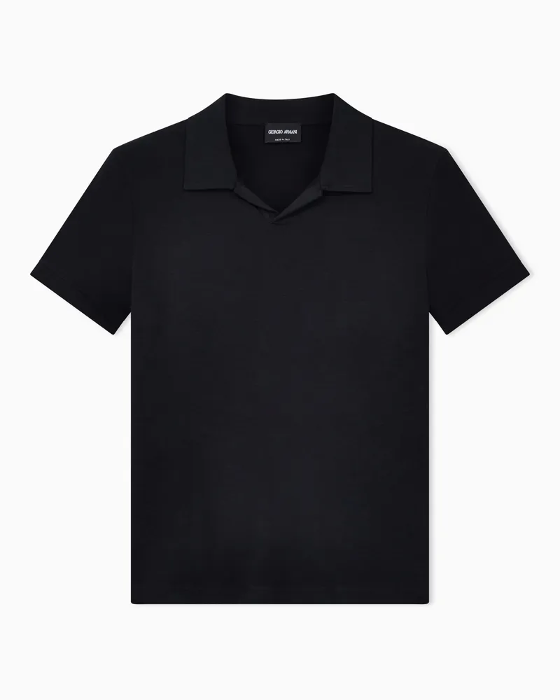 Giorgio Armani ASV Poloshirt mit kurzen Ärmeln aus elastischem Viskose-Jersey Schwarz