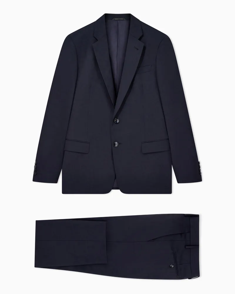 Giorgio Armani Einreihiger Anzug der Soft-Linie aus Schurwolle Marineblau