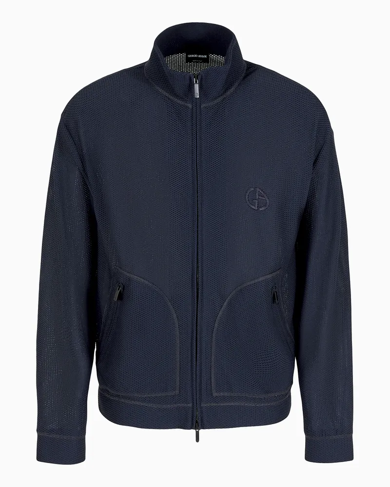 Giorgio Armani Blouson aus Stretchjersey Blau