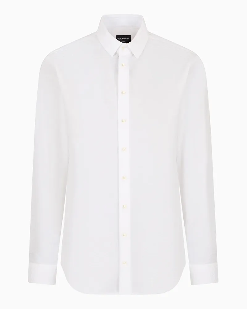 Giorgio Armani Hemd in Regular Fit aus Seersucker-Baumwolle Weiß