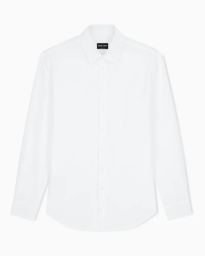 Giorgio Armani Hemd in Regular Fit aus Seersucker-Baumwolle Weiß
