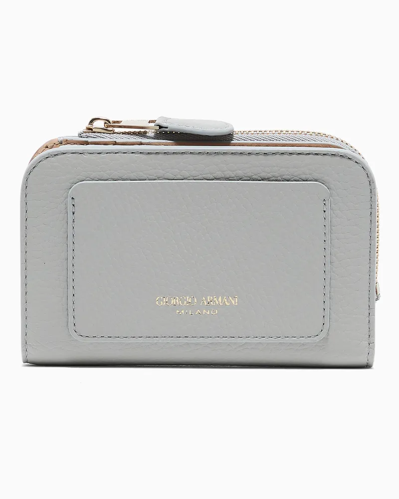 Giorgio Armani Bifold-Portemonnaie aus genarbtem Leder Grau