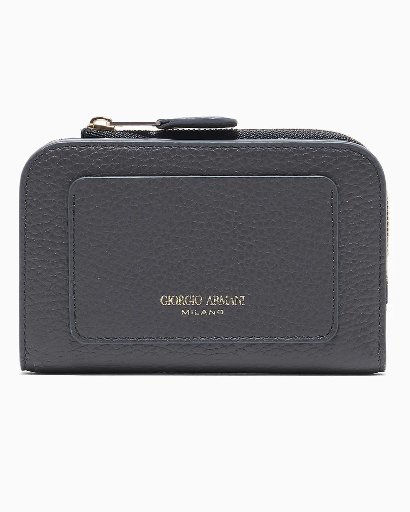 Giorgio Armani Bifold-Portemonnaie aus genarbtem Leder Grau