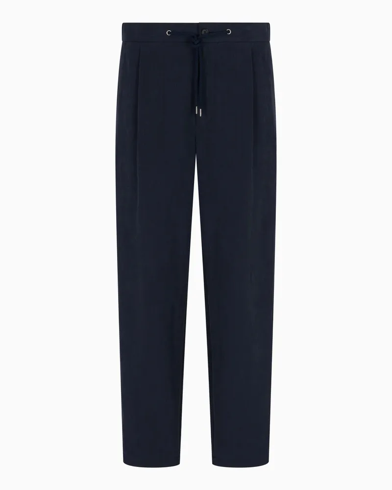 Giorgio Armani Hose mit Bundfalte aus Leinen-Canvas Blau