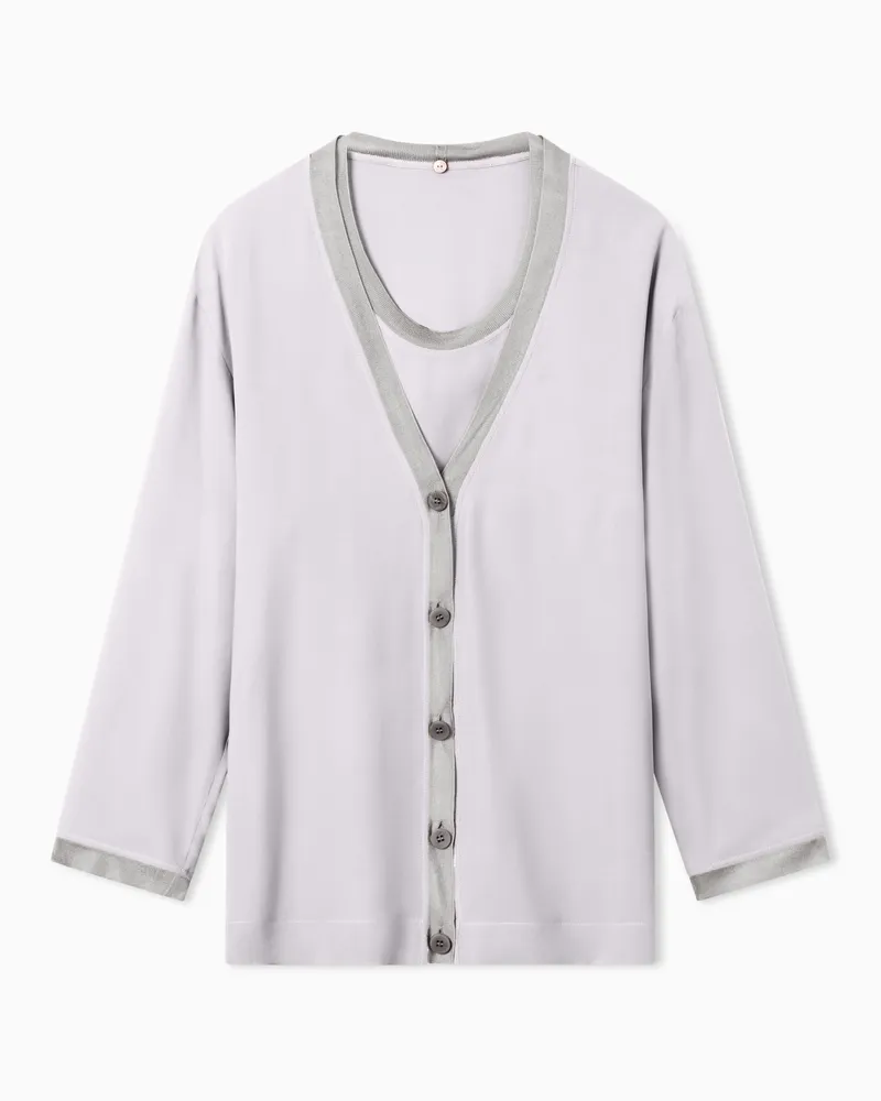 Giorgio Armani Twin-Set aus doppelt genähtem Seiden-Georgette Grau