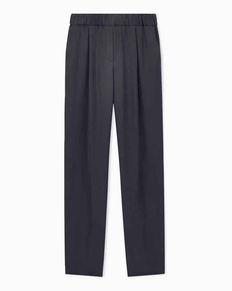 Giorgio Armani Regular Fit Hose aus gewaschener Seide mit elastischem Saum Braun